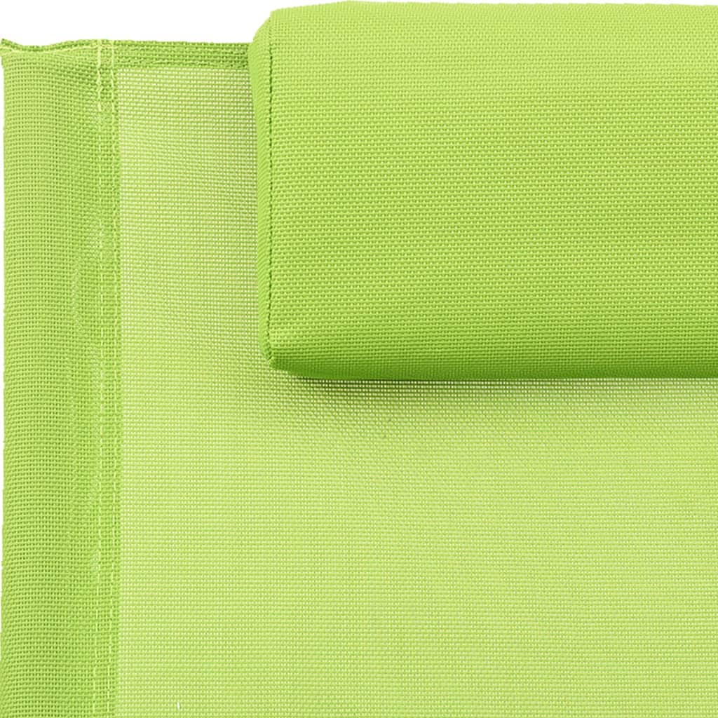 vidaXL Chaise longue avec oreiller Acier et textilène Vert