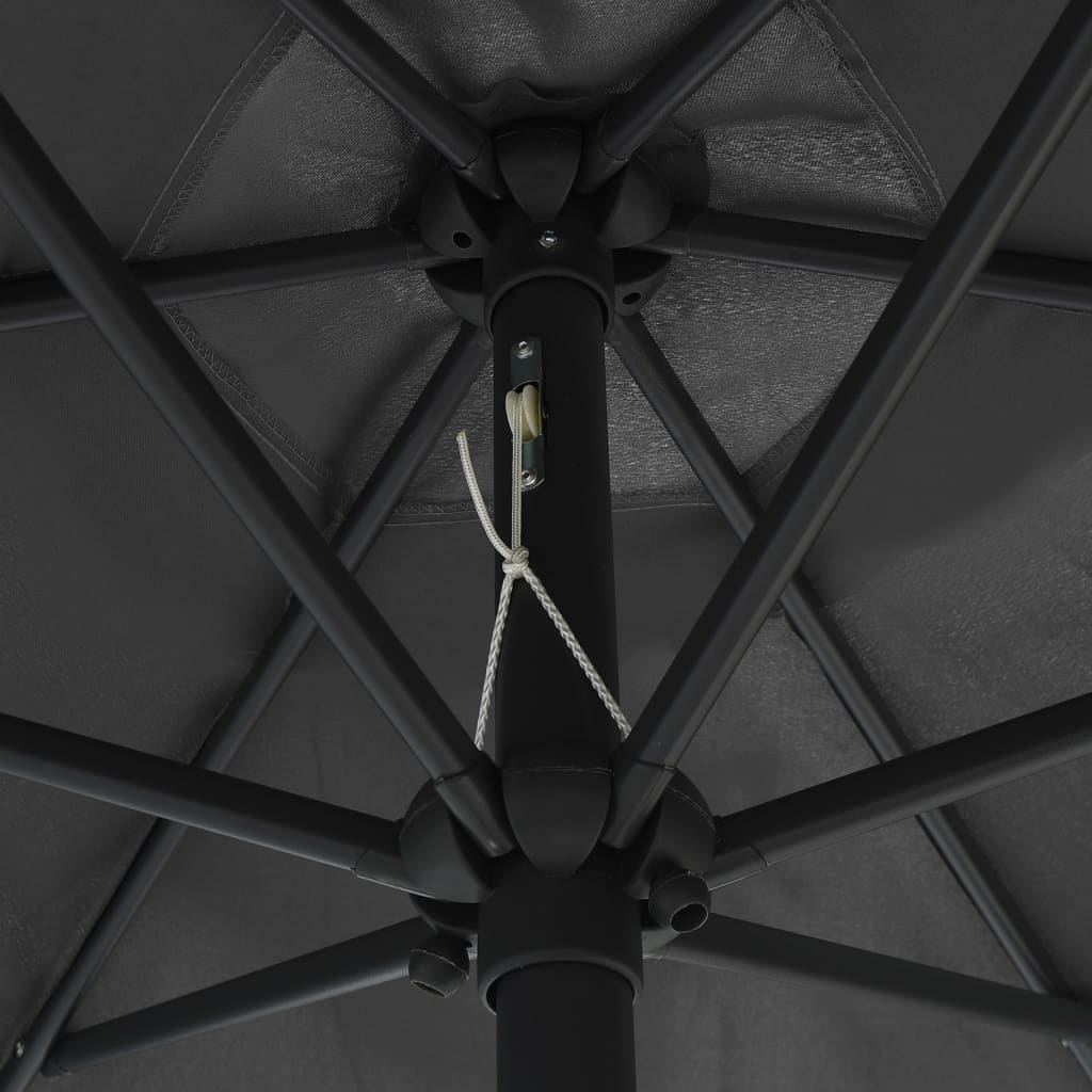 vidaXL Parasol avec LED et mât en aluminium 270 cm Anthracite