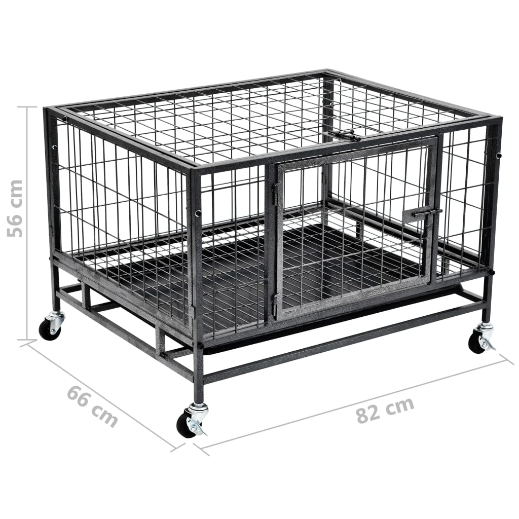 vidaXL Cage pour chiens robuste avec roues Acier 82 x 66 x 56 cm