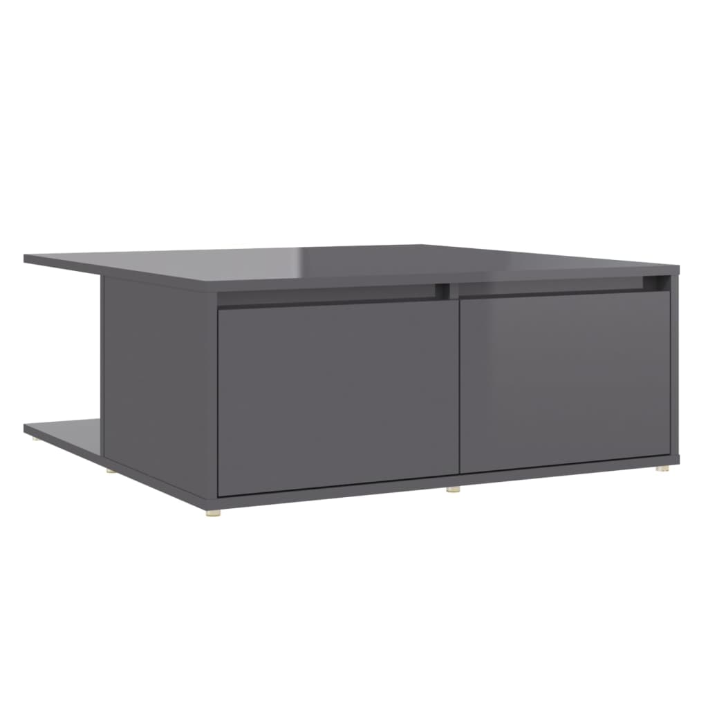 vidaXL Table basse gris brillant 80x80x31 cm bois d'ingénierie