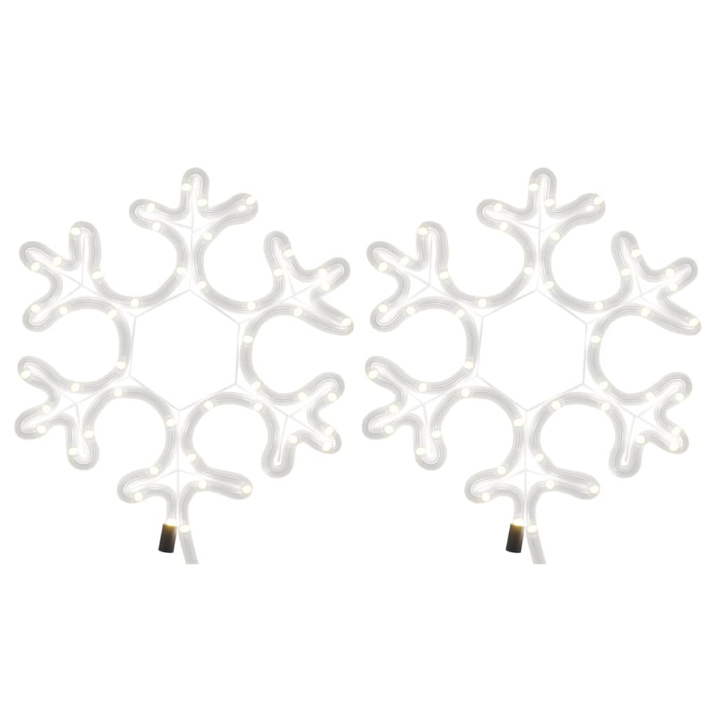 vidaXL Flocon de neige de Noël avec LED 2 pcs Blanc chaud 27x27 cm