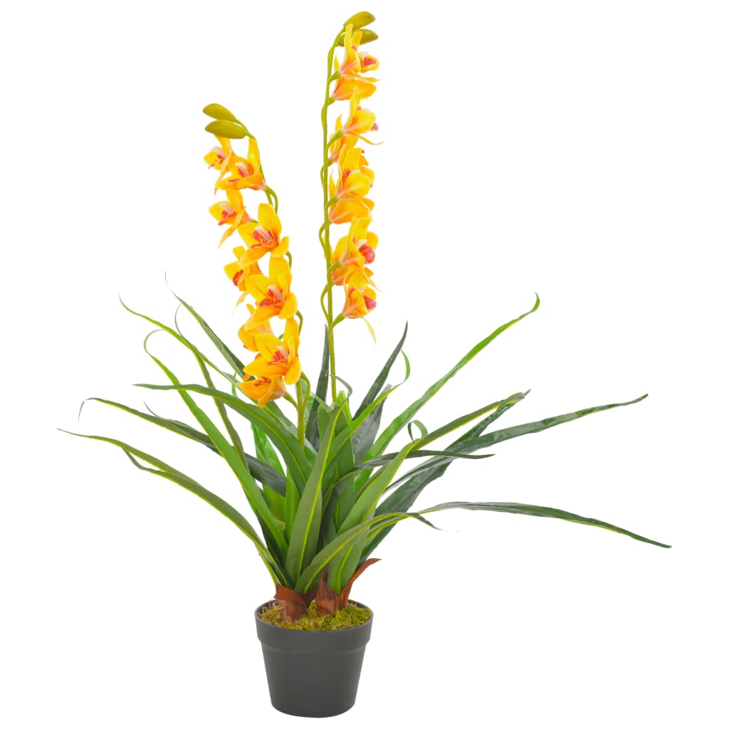 vidaXL Plante artificielle avec pot Orchidée Jaune 90 cm