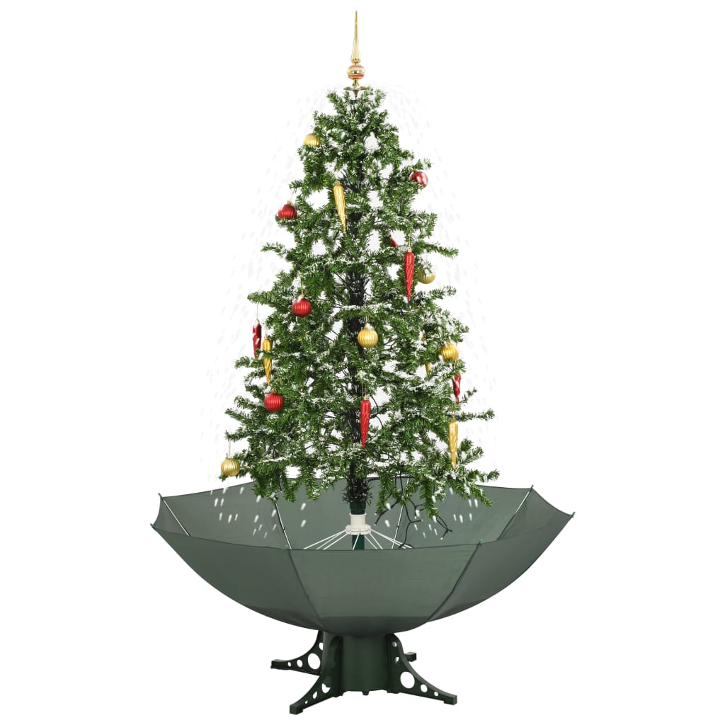 vidaXL Arbre de Noël neigeux avec base de parapluie Vert 170 cm