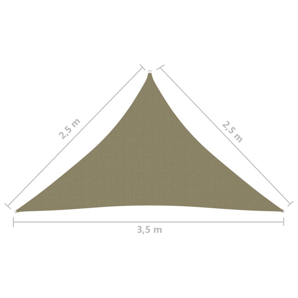 vidaXL Voile de parasol tissu oxford triangulaire 2,5x2,5x3,5 m beige