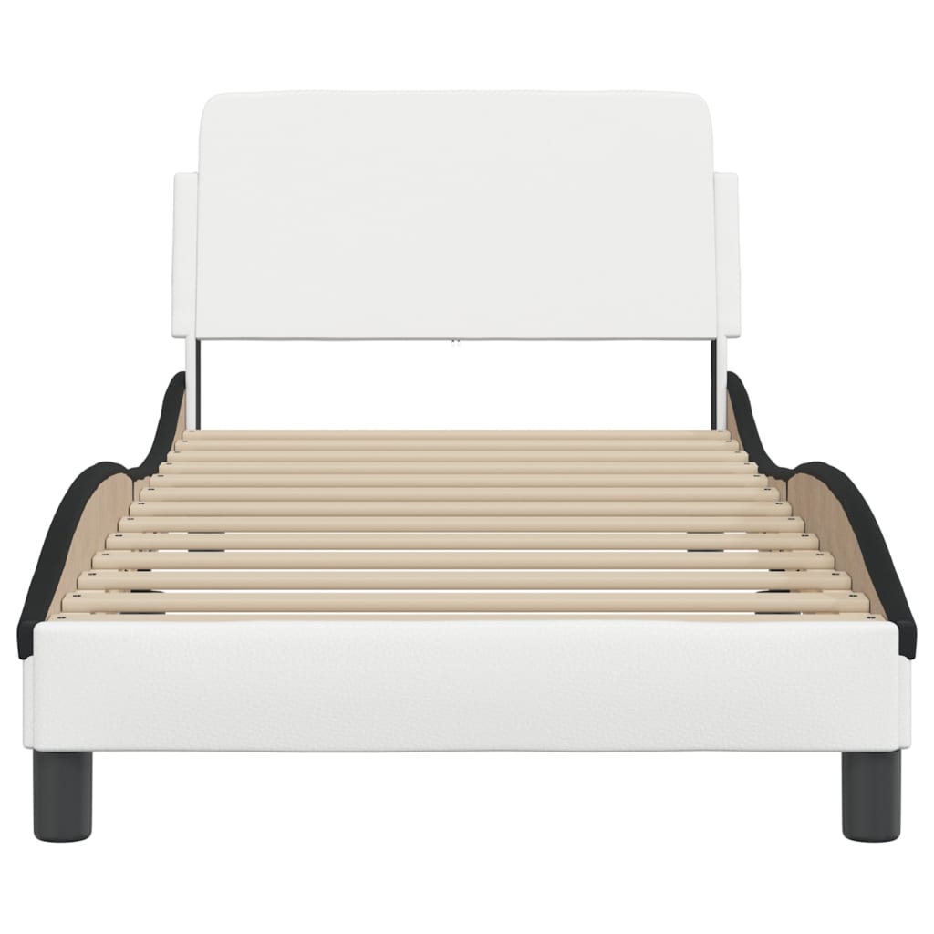 vidaXL Cadre de lit avec tête de lit blanc et noir 80x200cm similicuir