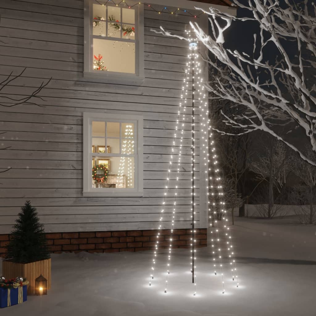 vidaXL Sapin de Noël avec piquet Blanc froid 310 LED 300 cm