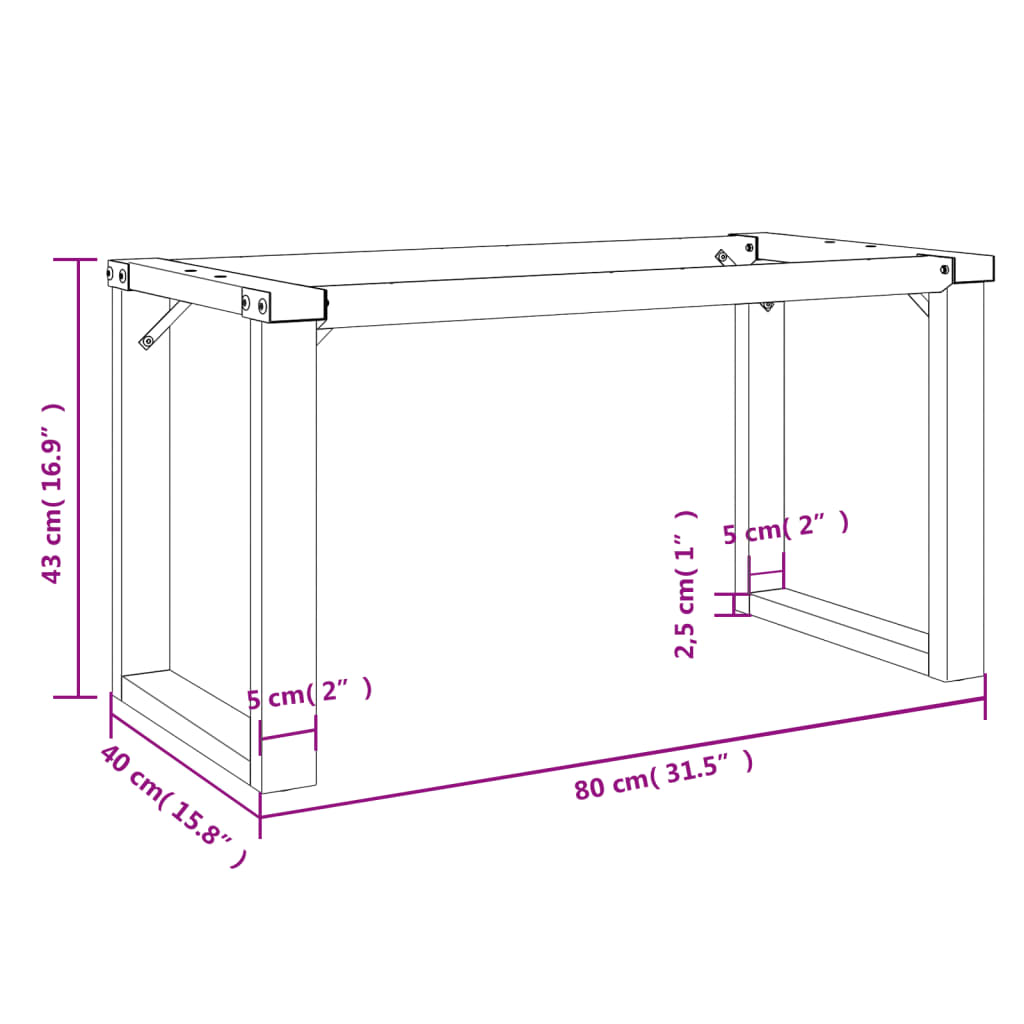 vidaXL Pieds de table basse cadre en O 80x40x43 cm fonte