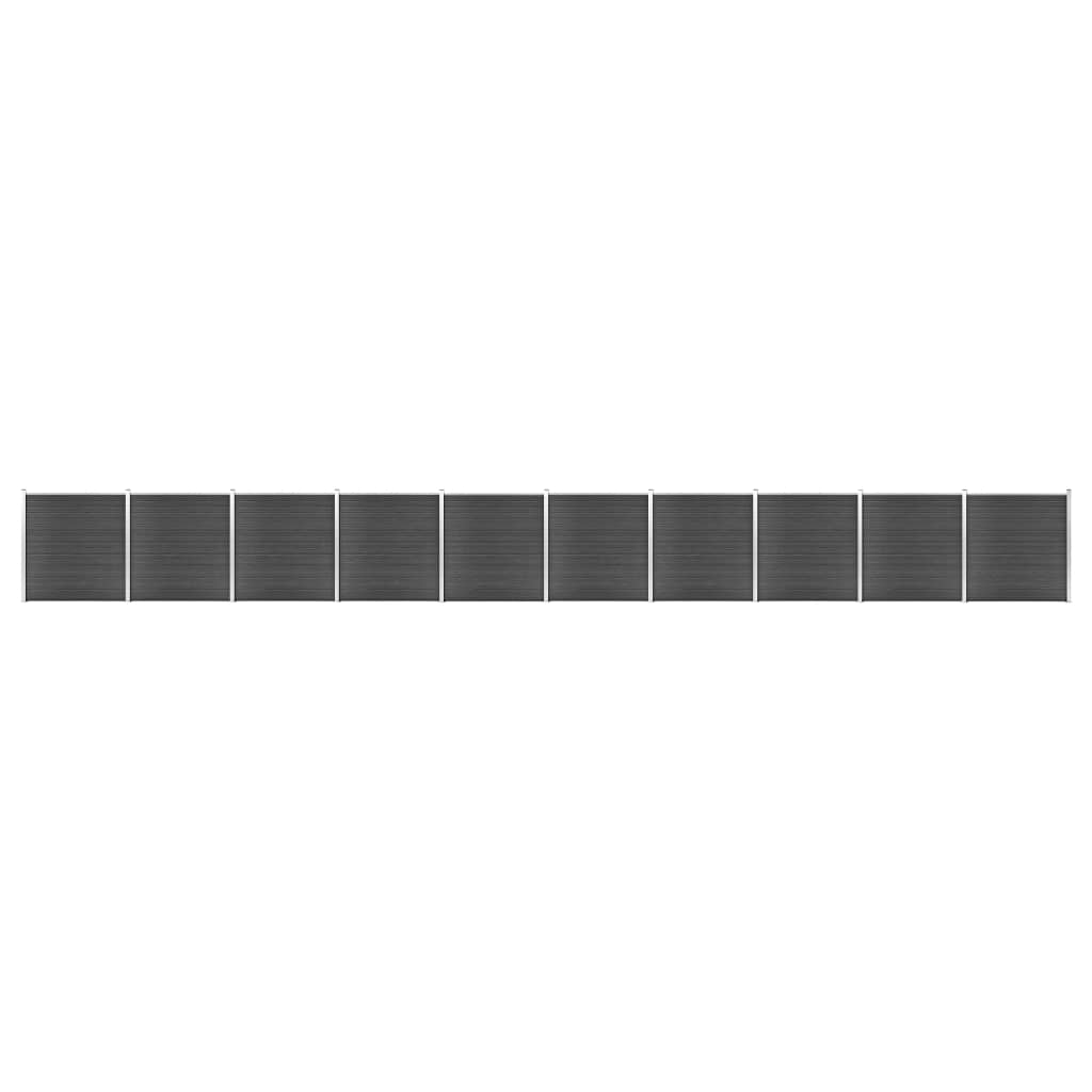 vidaXL Ensemble de panneau de clôture WPC 1737x186 cm Noir