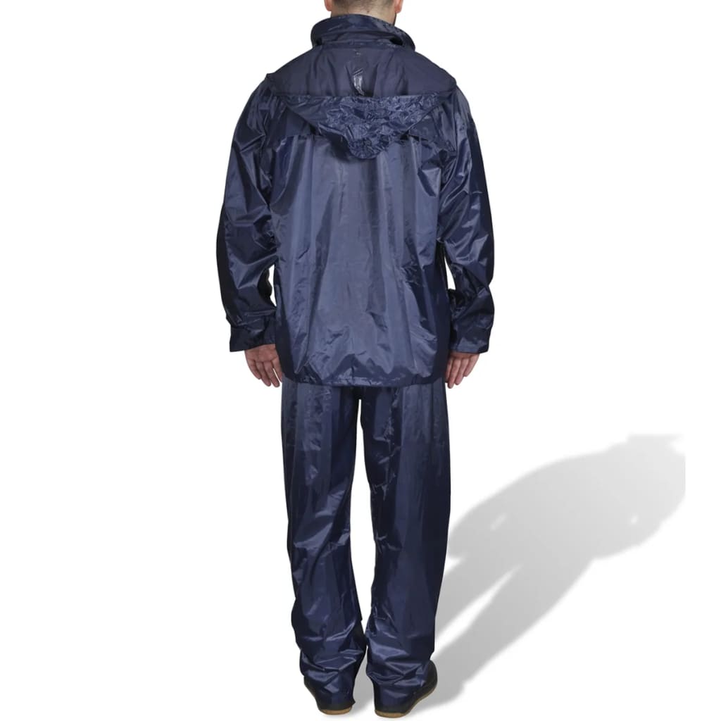 vidaXL Combinaison de pluie avec capuche 2 pcs Hommes Bleu marine M