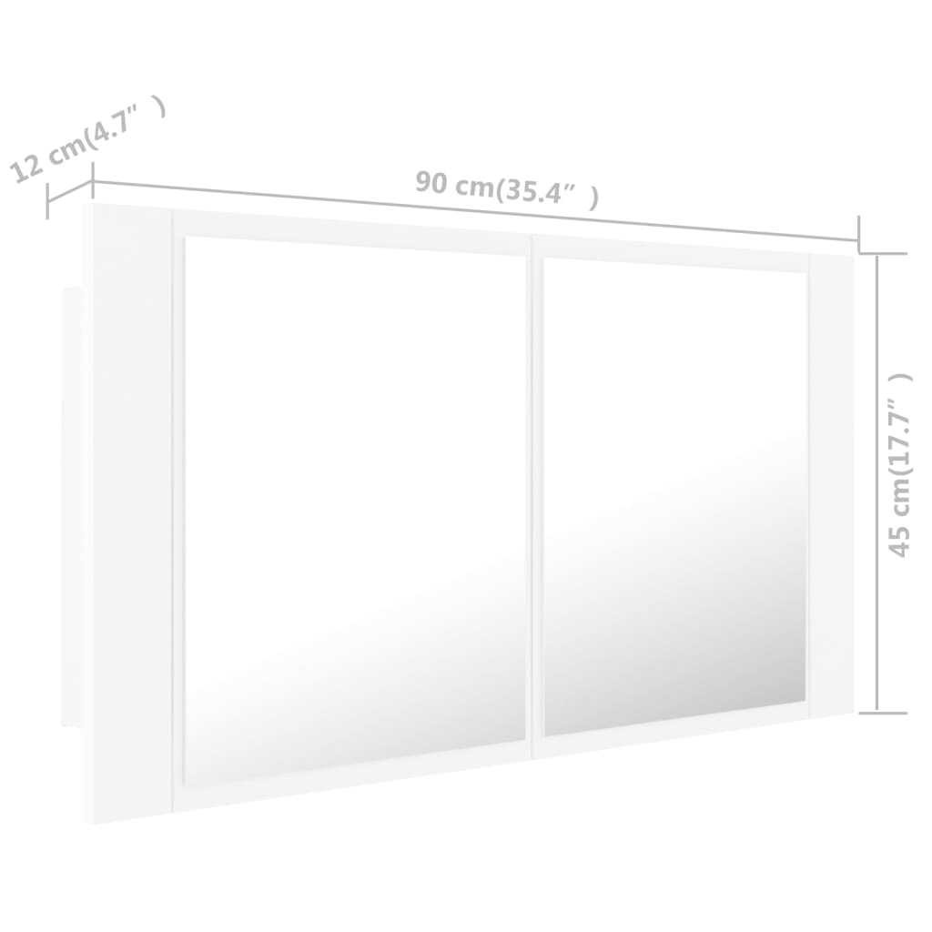 vidaXL Armoire salle de bain à miroir LED Blanc 90x12x45 cm Acrylique