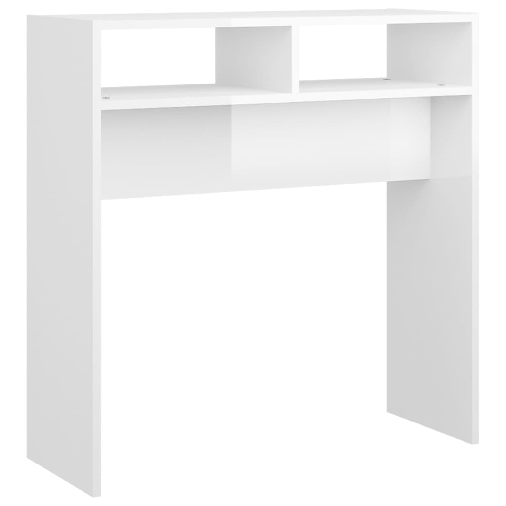 vidaXL Table console Blanc brillant 78x30x80 cm Aggloméré