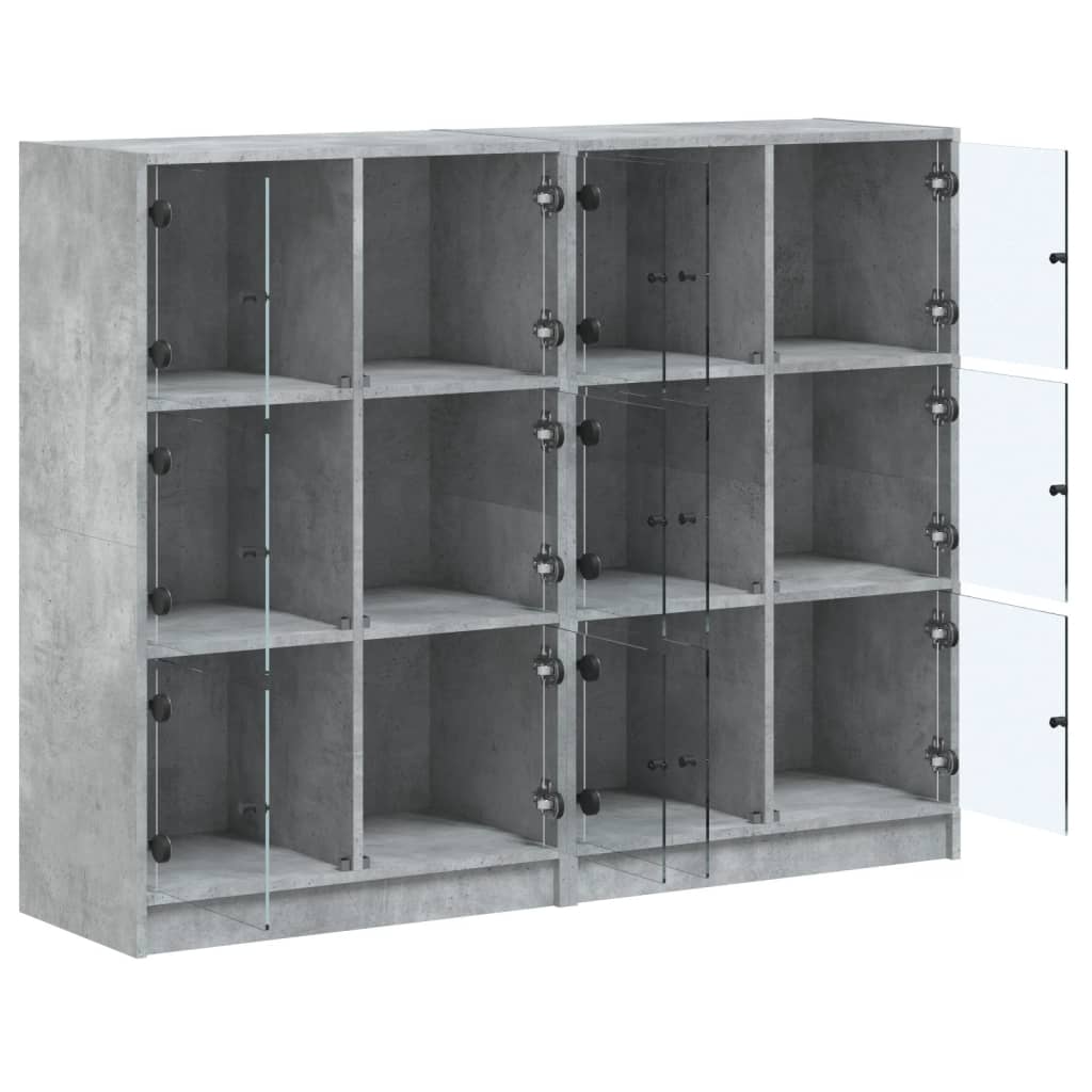 vidaXL Bibliothèque avec portes gris béton 136x37x109 cm
