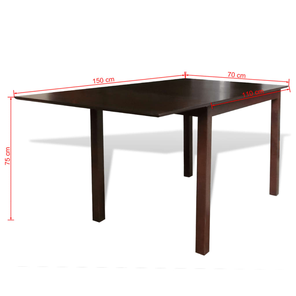 vidaXL Table de salle à manger extensible Bois d'hévéa Marron 150 cm