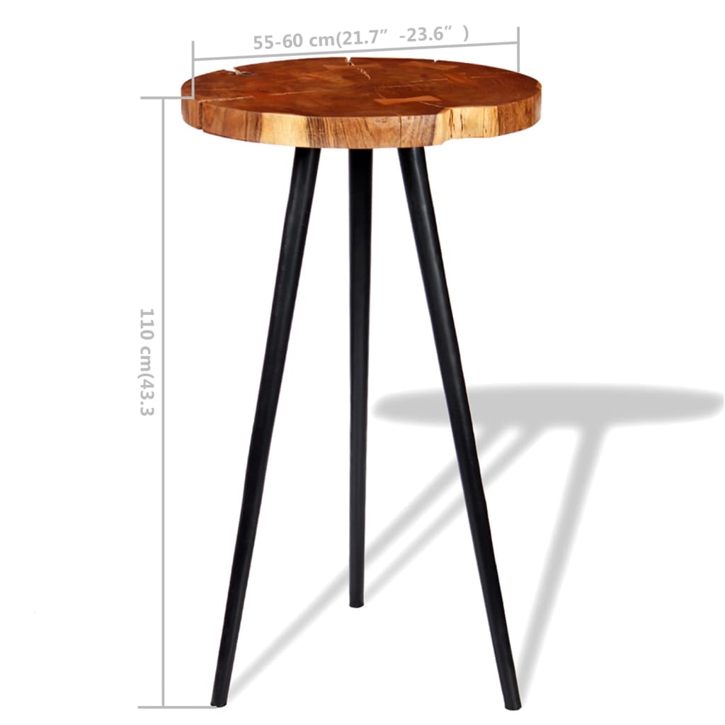 vidaXL Table de bar Bois d'acacia massif (55-60) x 110 cm