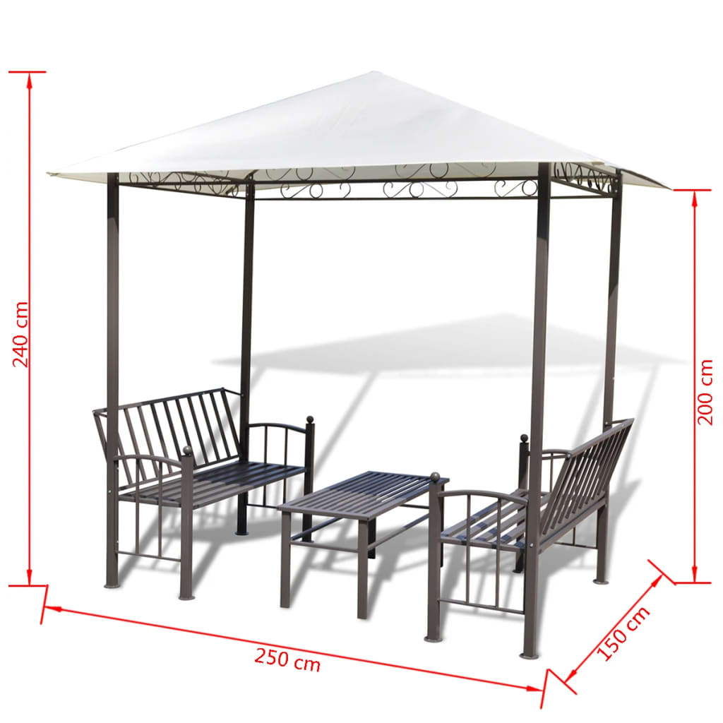 vidaXL Pavillon de jardin avec table et bancs 2,5 x 1,5 x 2,4 m