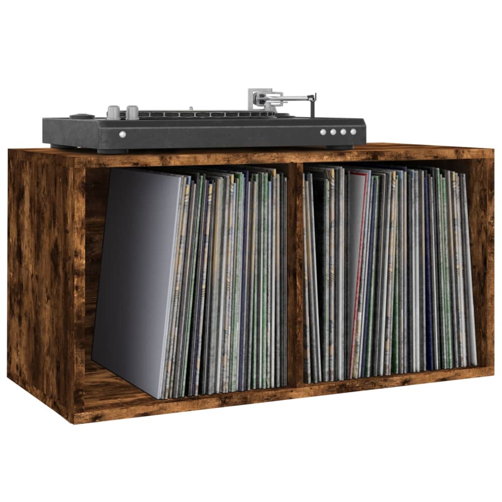 Boîte De Rangement Pour Vinyles En Bois - Capacité Environ 65 Disques - Dimensions 42x31x30 Cm - Style Rétro