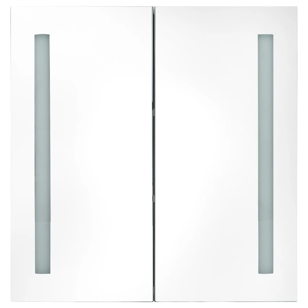 vidaXL Armoire de salle de bain à miroir LED blanc et chêne 62x14x60cm