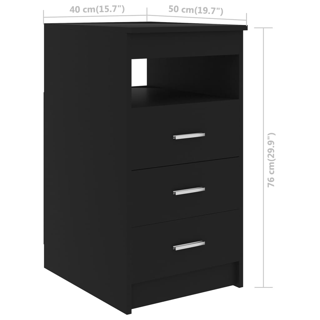 vidaXL Armoire à tiroirs Noir 40x50x76 cm Bois d'ingénierie