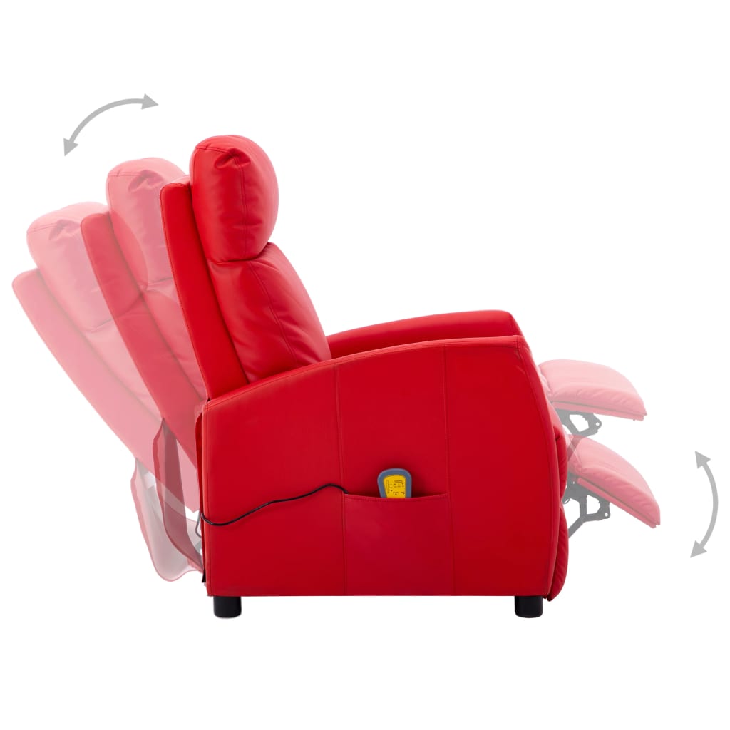vidaXL Fauteuil de massage électrique Rouge Similicuir