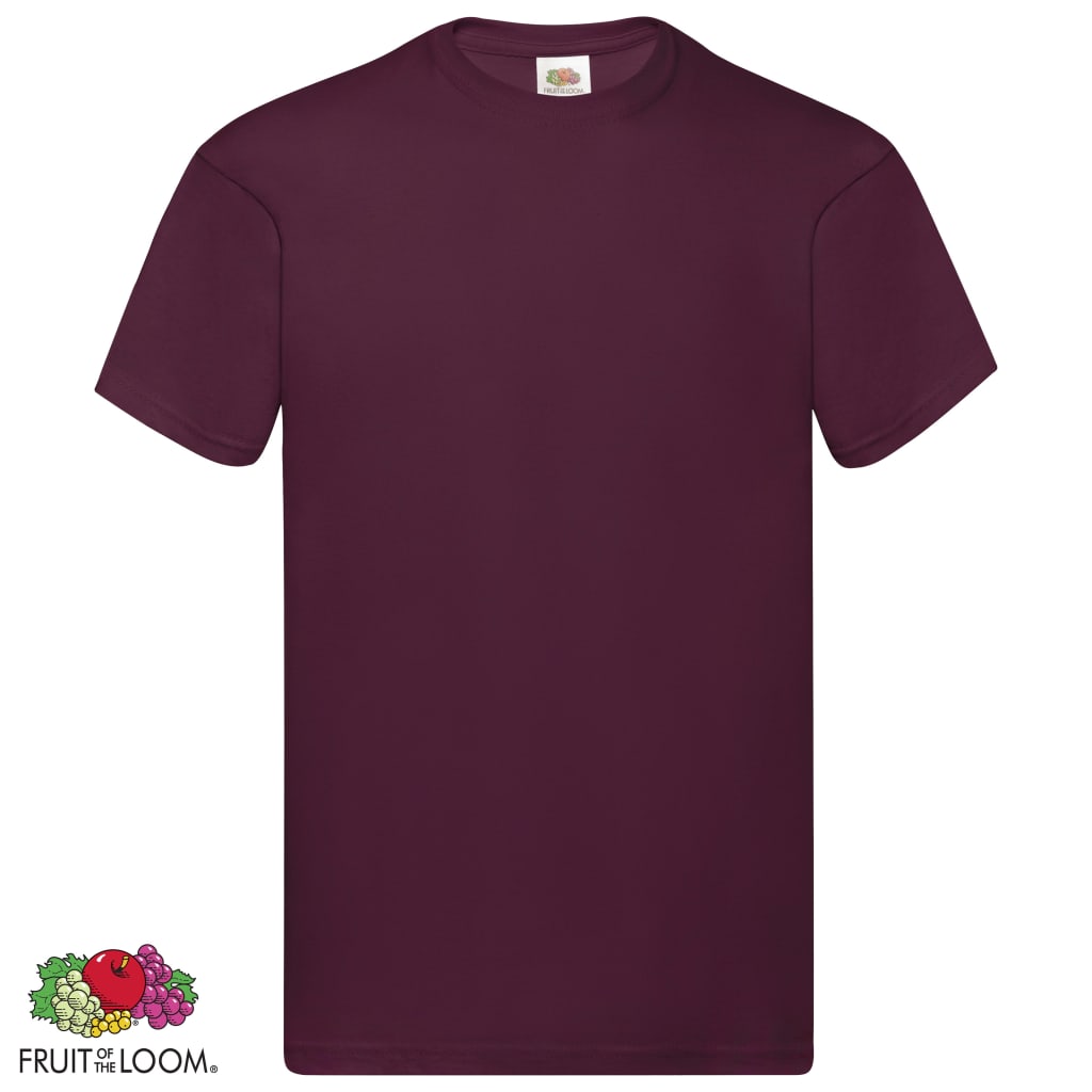 Fruit of the Loom T-shirts originaux 5 pcs Bordeaux 3XL Coton