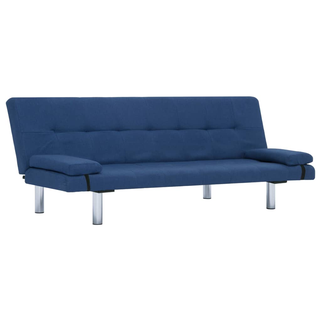 vidaXL Canapé-lit avec deux oreillers Bleu Polyester