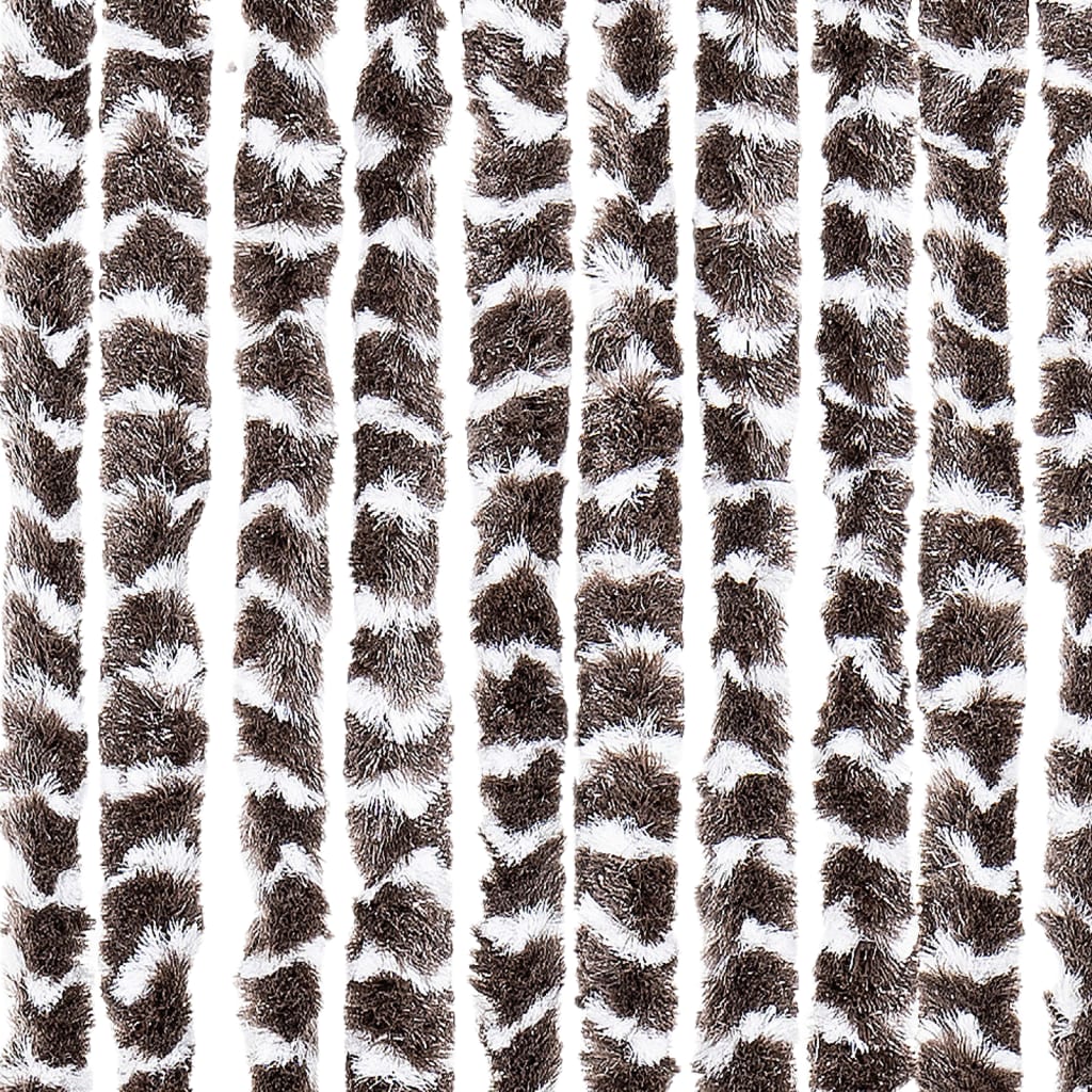 vidaXL Rideau anti-mouches marron et blanc 100x200 cm chenille