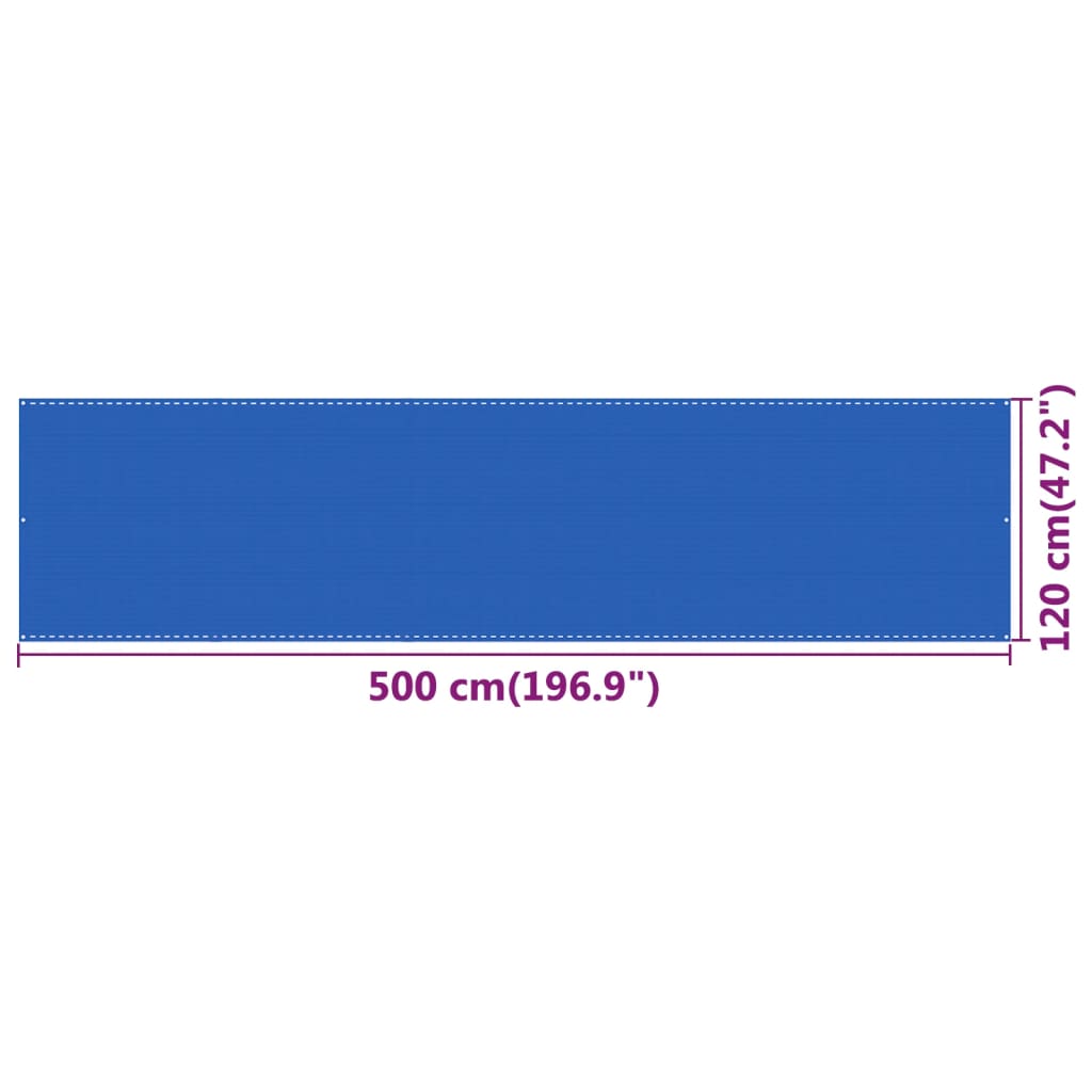 vidaXL Écran de balcon Bleu 120x500 cm PEHD