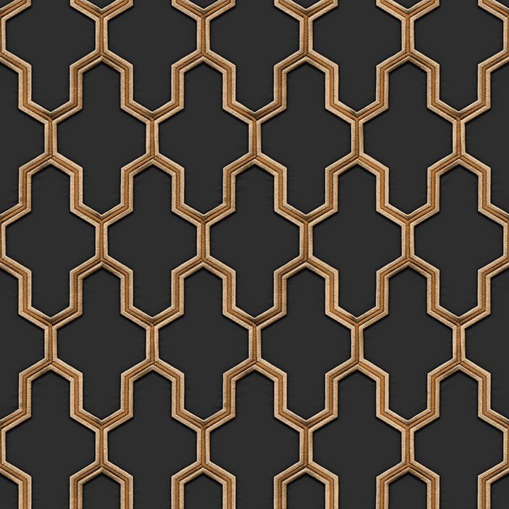DUTCH WALLCOVERINGS Papier peint Geometric Noir et doré