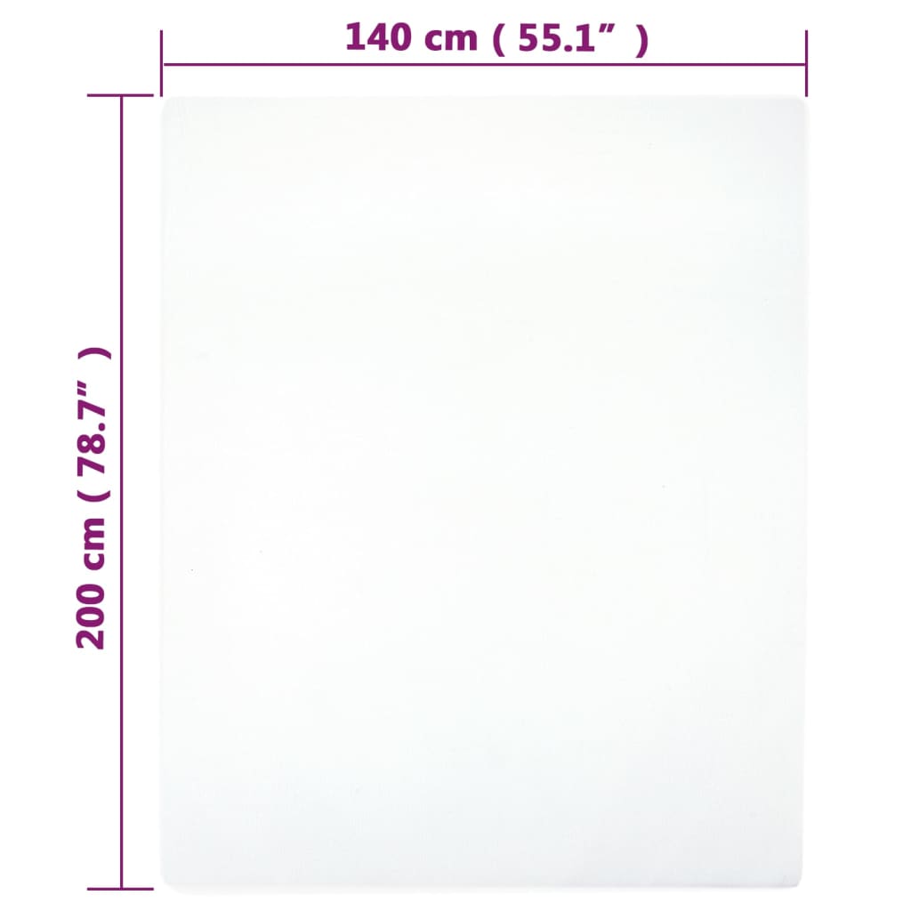 vidaXL Drap-housse Jersey Blanc 140x200 cm Coton