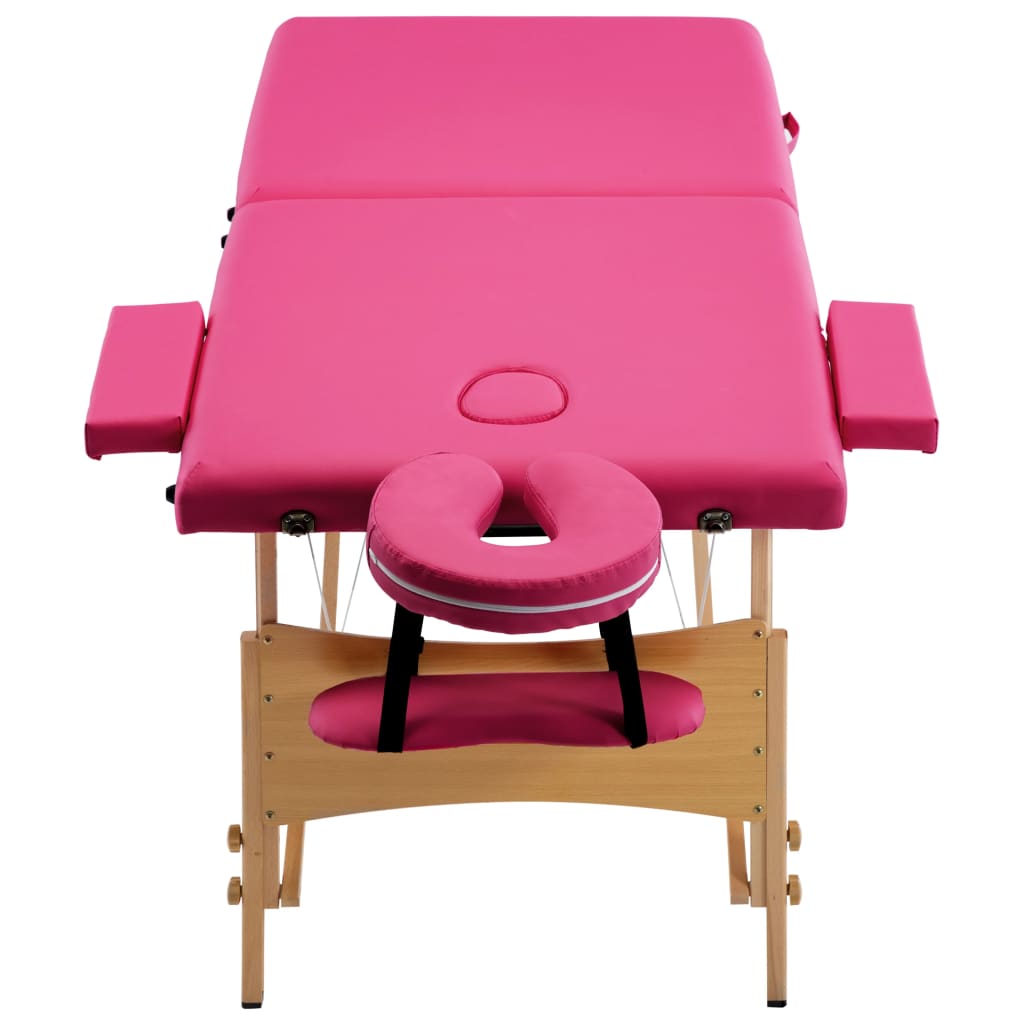 vidaXL Table de massage pliable 2 zones Bois Rose