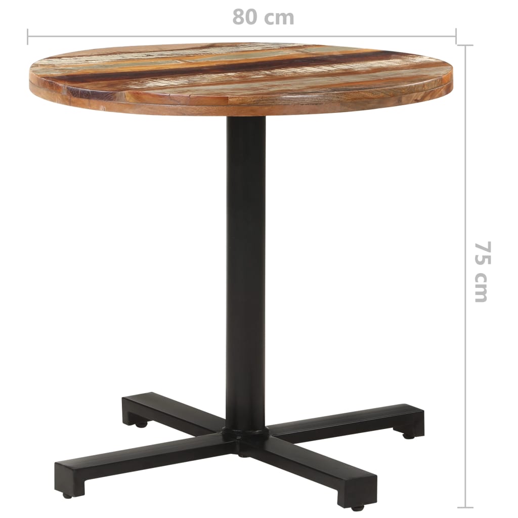 vidaXL Table de bistro Carrée Ø80x75 cm Bois de récupération massif