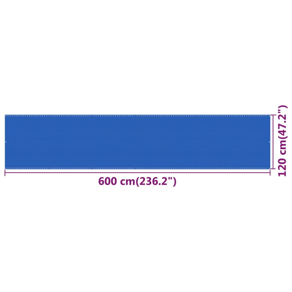 vidaXL Écran de balcon Bleu 120x600 cm PEHD