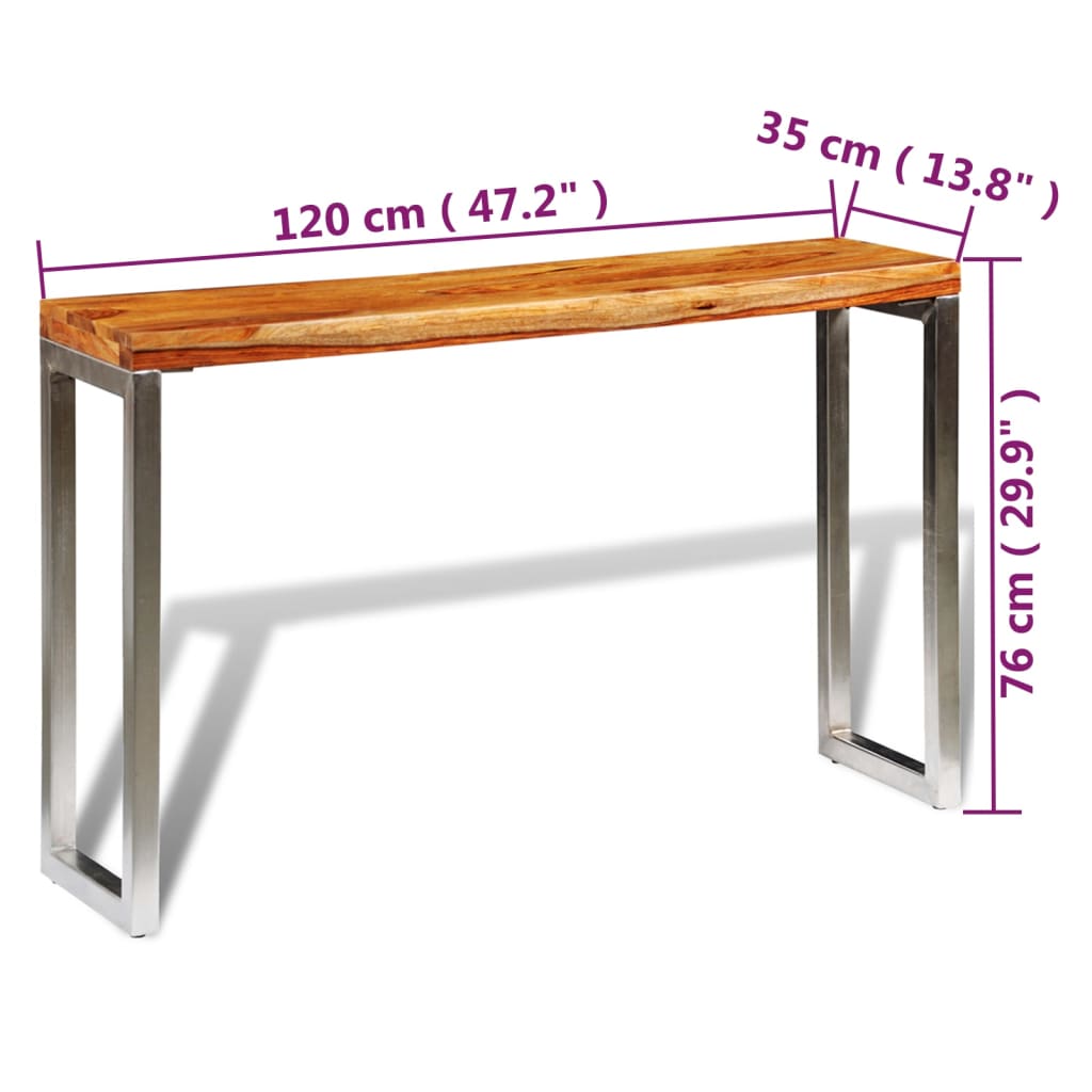 vidaXL Table console Bois solide avec pieds en acier
