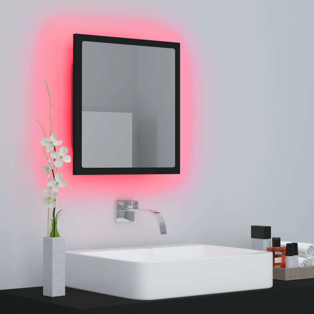 vidaXL Miroir à LED de salle de bain Noir 40x8,5x37 cm Aggloméré