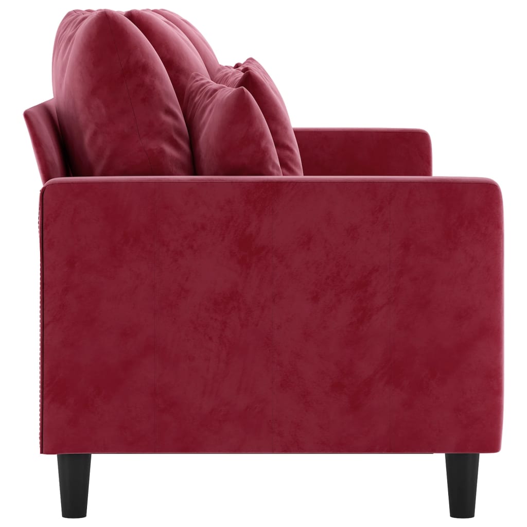 vidaXL Canapé à 3 places Rouge bordeaux 180 cm Velours