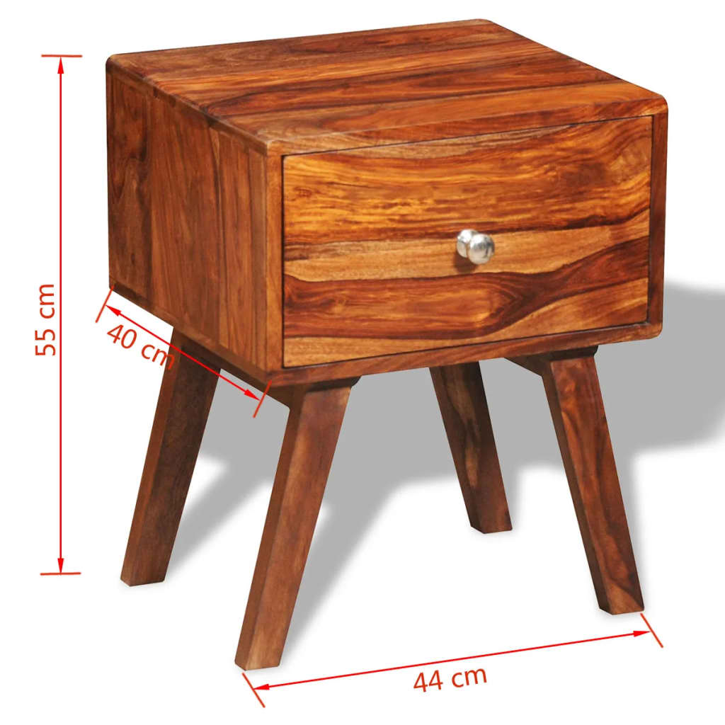vidaXL Table de chevet avec 1 tiroir 55 cm Bois massif de Sesham