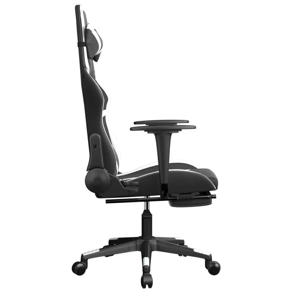 vidaXL Chaise de jeu de massage avec repose-pied Noir&Blanc Similicuir