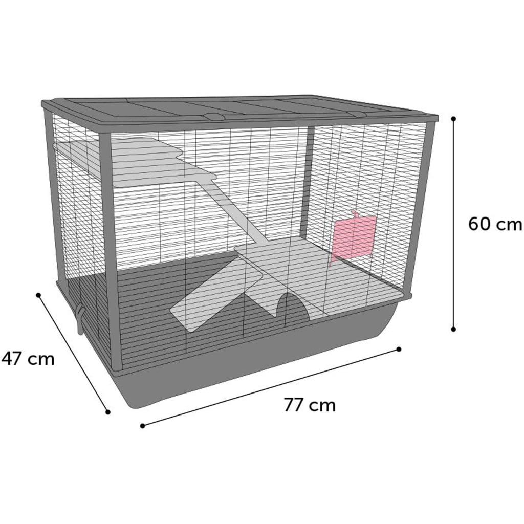 FLAMINGO Cage pour petits animaux Elsa Large 77x47x60 cm