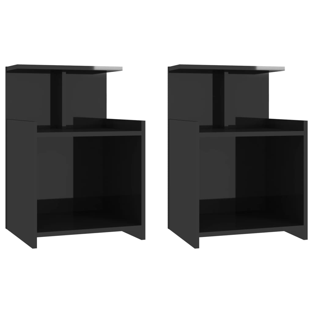 vidaXL Tables de chevet 2 pcs Noir brillant 40x35x60 cm Aggloméré