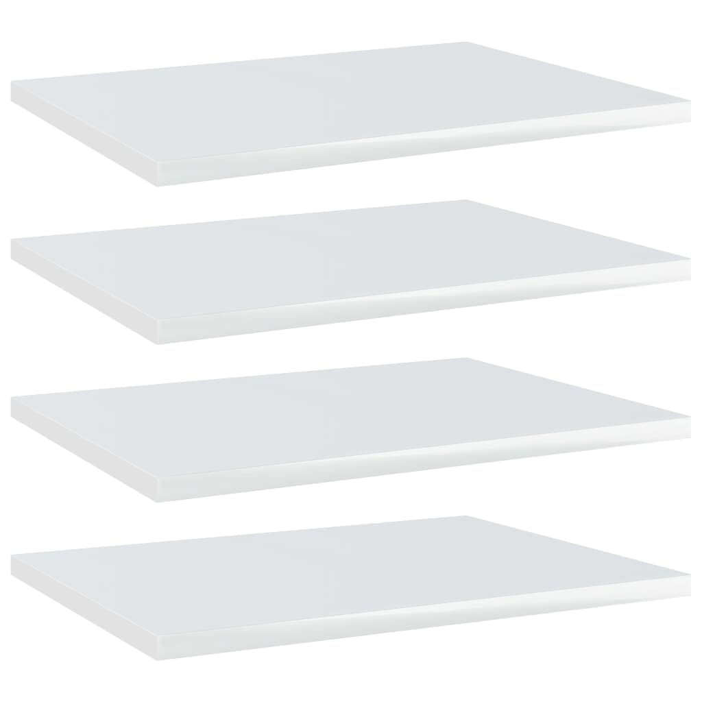 vidaXL Panneaux bibliothèque 4pcs Blanc brillant 40x30x1,5cm Aggloméré