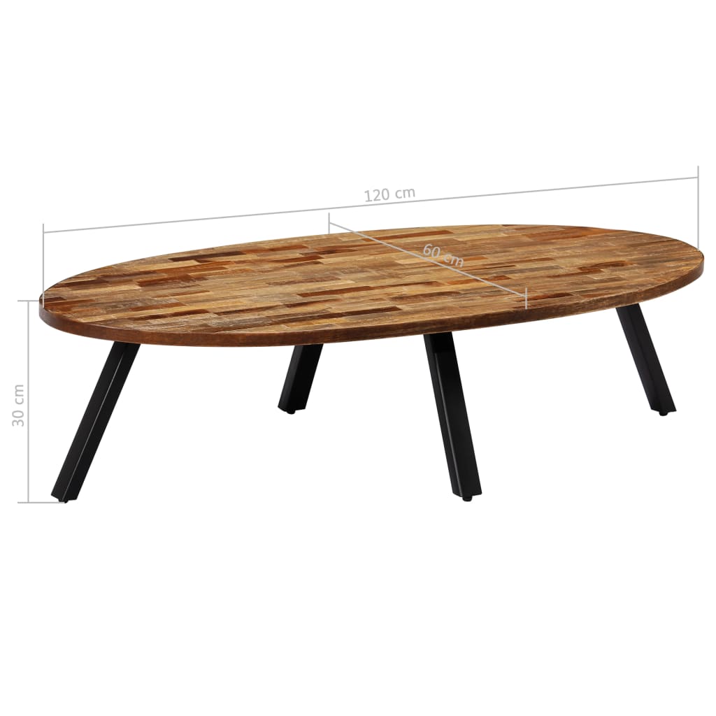 vidaXL Table basse Teck recyclé massif Ovale 120 x 60 x 30 cm