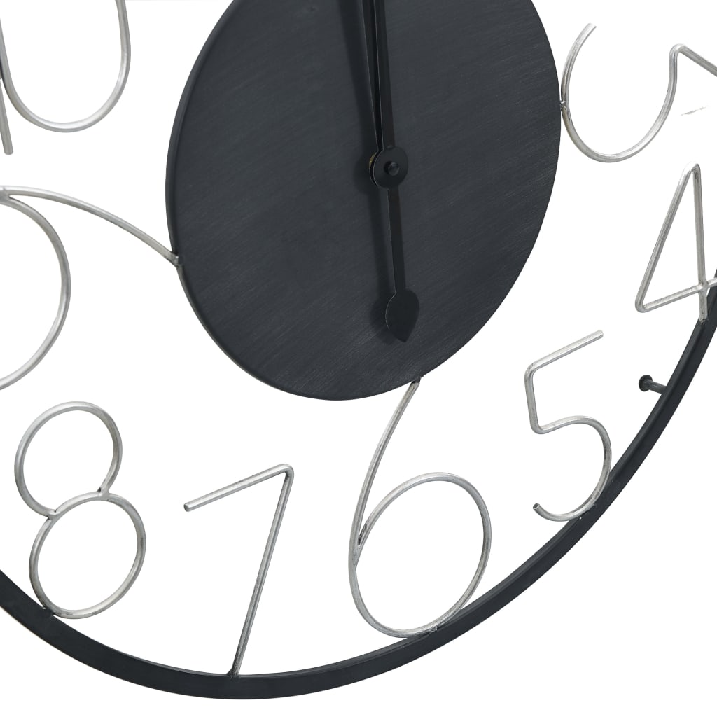 vidaXL Horloge murale Noir 60 cm Métal