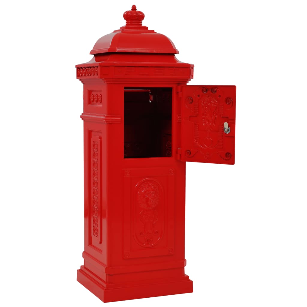 vidaXL Boîte aux lettres à pilier Aluminium Vintage antirouille Rouge