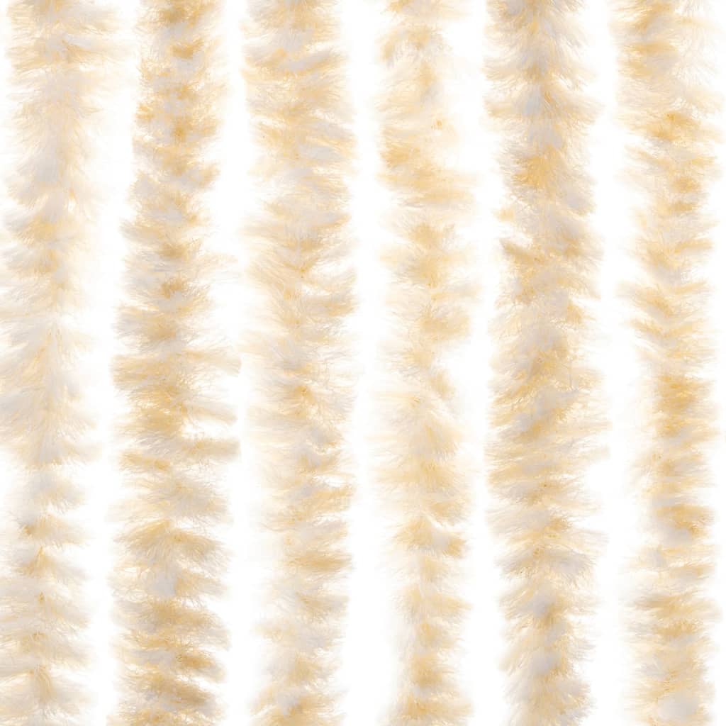 vidaXL Rideau anti-mouches beige et blanc 56x200 cm chenille