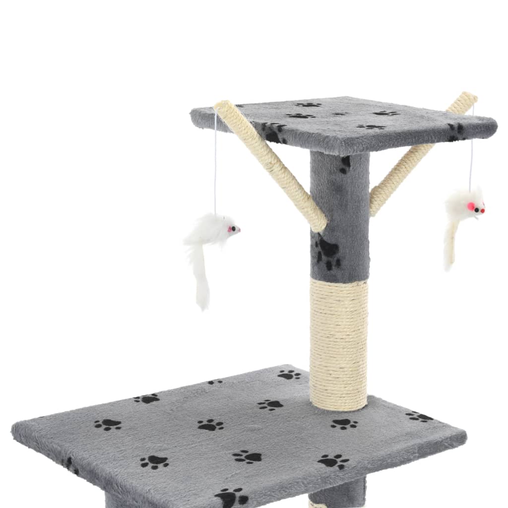 vidaXL Arbre à chat avec griffoir en sisal 138 cm Gris Motif de pattes