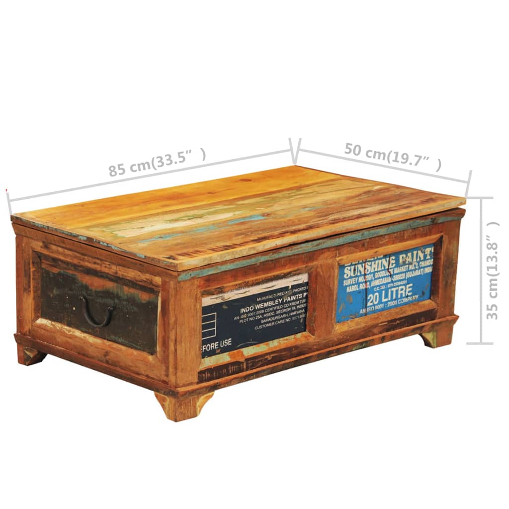 vidaXL Table basse avec espace de rangement vintage Bois recyclé