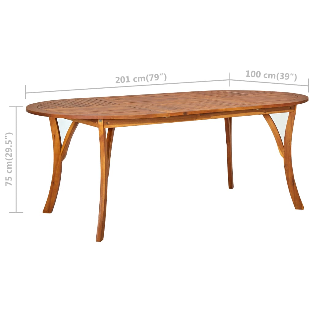 vidaXL Table de jardin 201x100x75 cm Bois d'acacia massif