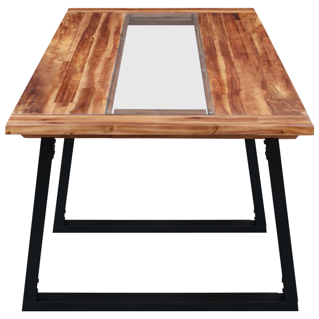 vidaXL Table de salle à manger 180x90x75 cm Bois d'acacia et verre