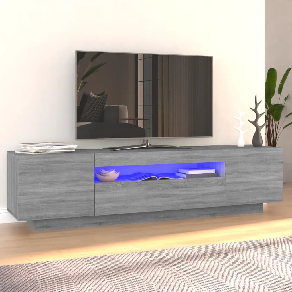 vidaXL Meuble TV avec lumières LED Sonoma gris 160x35x40 cm