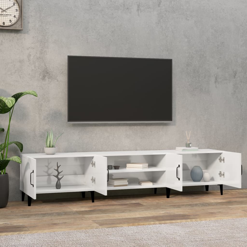 vidaXL Meuble TV blanc brillant 180x31,5x40 cm bois d'ingénierie
